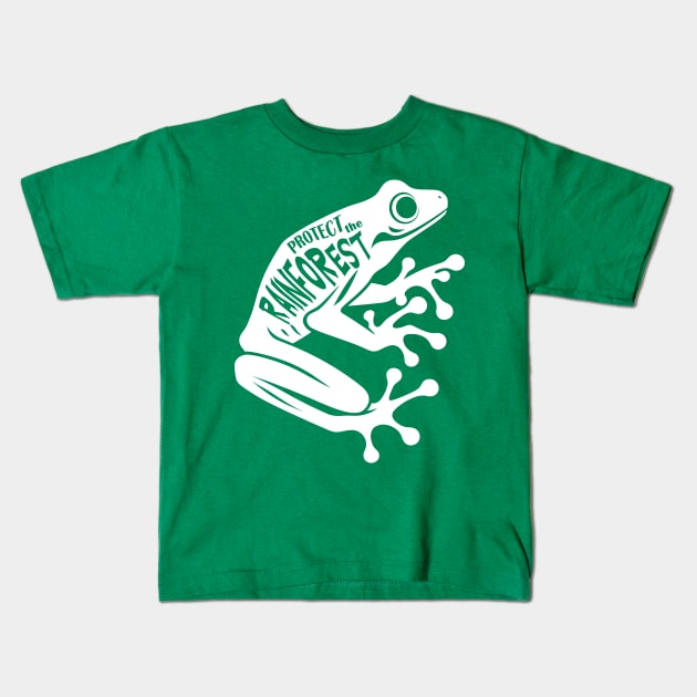 White Dart frog - Protect the rainforest Kids T-Shirt by PrintSoulDesigns